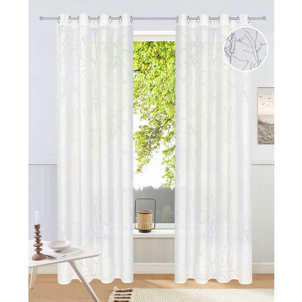 OTTO home Gardine Anna, 1 Stück, halbtransparent, Äste-Motiv (1 St), Ösen, halbtransparent, Ausbrenner, Bestseller, Äste-Motiv, Viskose, Polyester