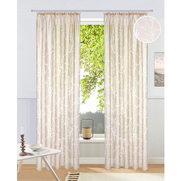 OTTO home Gardine Anna, 1 Stück, Kräuselband, halbtransparent (1 St), Kräuselband, halbtransparent, Ausbrenner, Viskose, Polyester, Äste-Motiv