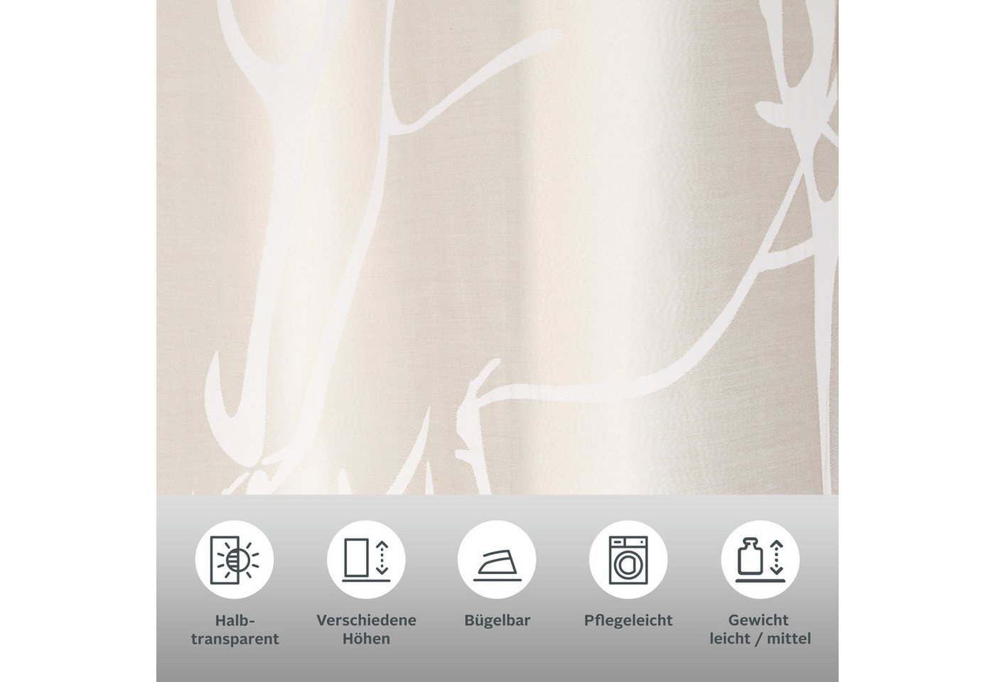 OTTO home Gardine Anna, 1 Stück, halbtransparent, Äste-Motiv (1 St), Ösen, halbtransparent, Ausbrenner, Bestseller, Äste-Motiv, Viskose, Polyester – Bild 3 von 5