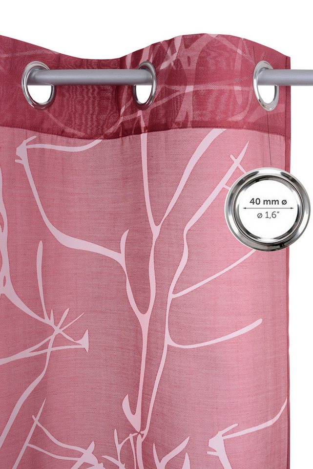 OTTO home Gardine Anna, 1 Stück, halbtransparent, Äste-Motiv (1 St), Ösen, halbtransparent, Ausbrenner, Bestseller, Äste-Motiv, Viskose, Polyester – Bild 3 von 5