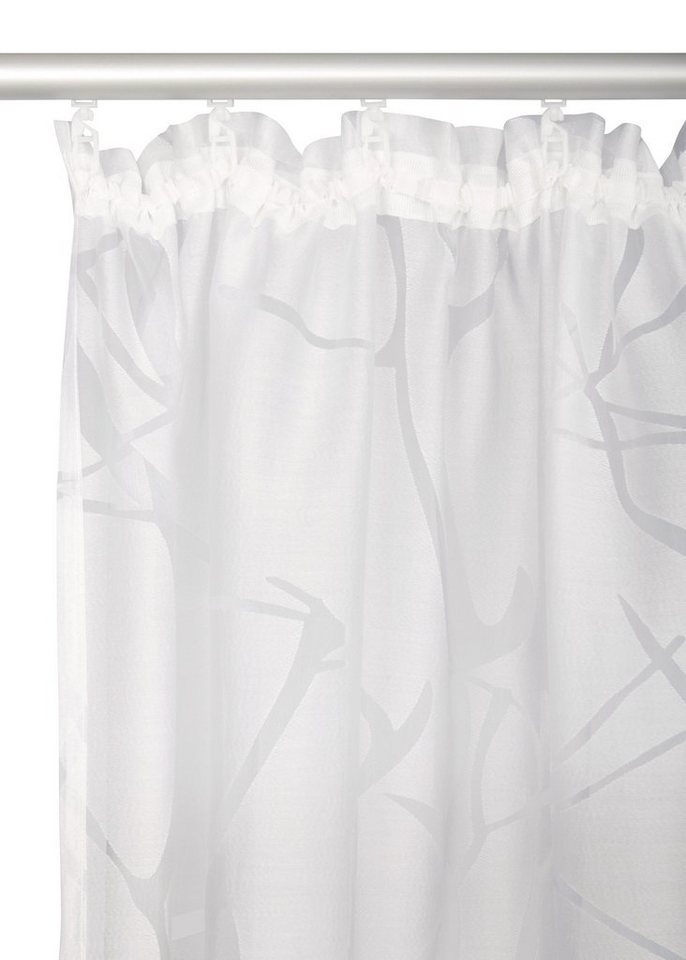 OTTO home Gardine Anna, 1 Stück, Kräuselband, halbtransparent (1 St), Kräuselband, halbtransparent, Ausbrenner, Viskose, Polyester, Äste-Motiv – Bild 4 von 5