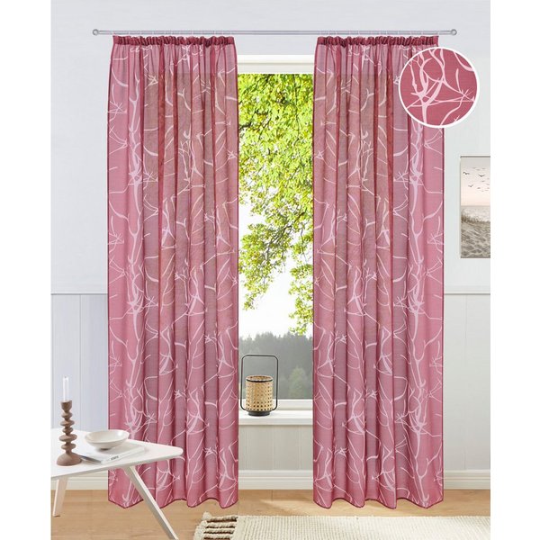OTTO home Gardine Anna, 1 Stück, Kräuselband, halbtransparent (1 St), Kräuselband, halbtransparent, Ausbrenner, Viskose, Polyester, Äste-Motiv