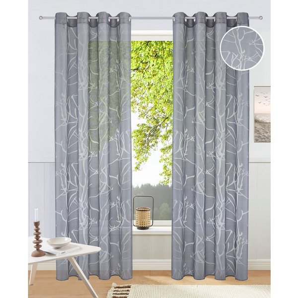 OTTO home Gardine Anna, 1 Stück, halbtransparent, Äste-Motiv (1 St), Ösen, halbtransparent, Ausbrenner, Bestseller, Äste-Motiv, Viskose, Polyester