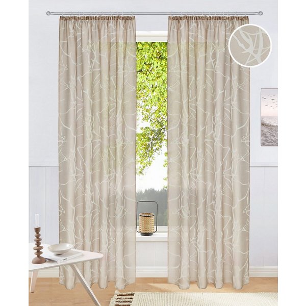 OTTO home Gardine Anna, 1 Stück, Kräuselband, halbtransparent (1 St), Kräuselband, halbtransparent, Ausbrenner, Viskose, Polyester, Äste-Motiv