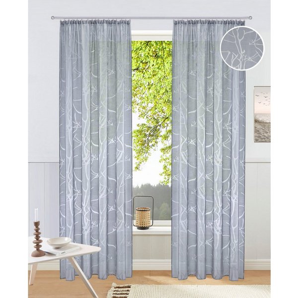 OTTO home Gardine Anna, 1 Stück, Kräuselband, halbtransparent (1 St), Kräuselband, halbtransparent, Ausbrenner, Viskose, Polyester, Äste-Motiv