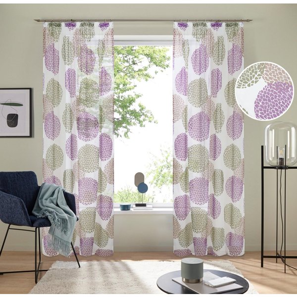 OTTO home Gardine Belem, 1 Stück, Kräuselband, transparent (1 St), Kräuselband, transparent, Voile, 1 bzw. 2 Schals, Vorhang, Fertiggardine, Kreise