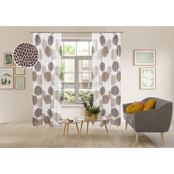 OTTO home Gardine Belem, 1 Stück, Kräuselband, transparent (1 St), Kräuselband, transparent, Voile, 1 bzw. 2 Schals, Vorhang, Fertiggardine, Kreise