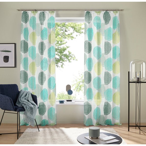OTTO home Gardine Belem, 1 Stück, Kräuselband, transparent (1 St), Kräuselband, transparent, Voile, 1 bzw. 2 Schals, Vorhang, Fertiggardine, Kreise