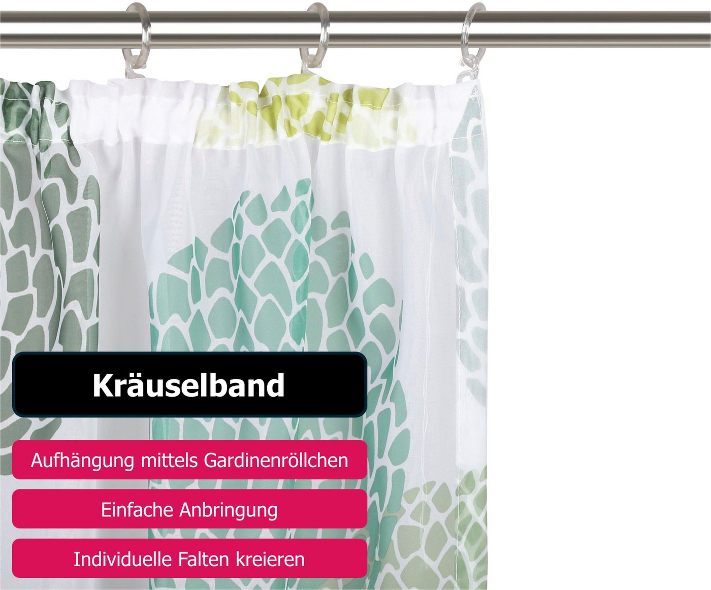 OTTO home Gardine Belem, 1 Stück, Kräuselband, transparent (1 St), Kräuselband, transparent, Voile, 1 bzw. 2 Schals, Vorhang, Fertiggardine, Kreise – Bild 4 von 5