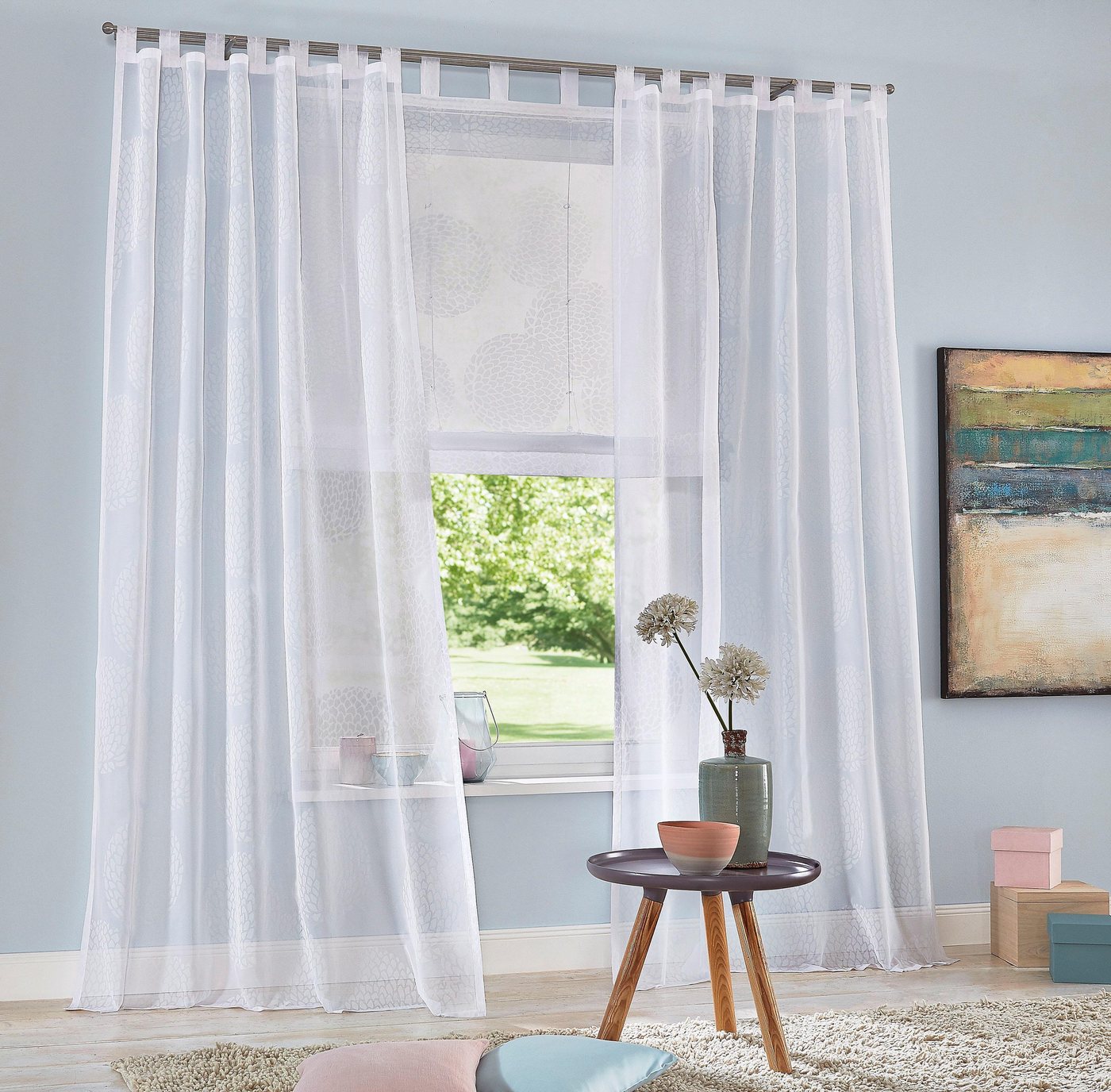 OTTO home Gardine Belem, 1 Stück, Schlaufen, transparent (1 St), Schlaufen, transparent, Voile, 1 oder 2 Schals, Vorhang, Fertiggardine, Kreise – Bild 2 von 5