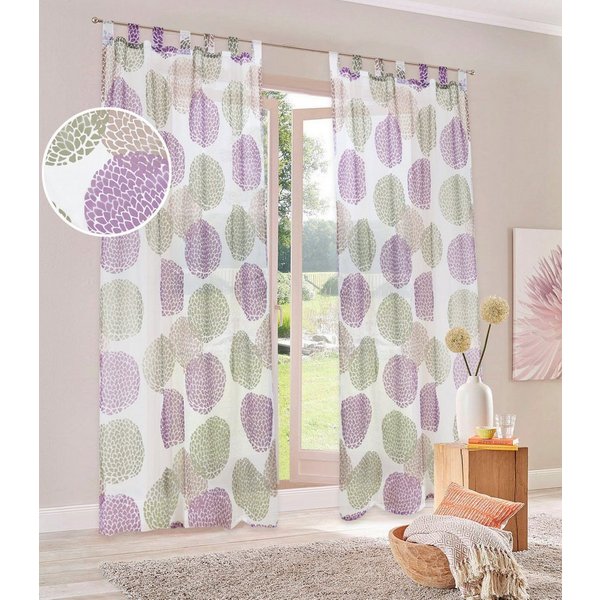 OTTO home Gardine Belem, 1 Stück, Schlaufen, transparent (1 St), Schlaufen, transparent, Voile, 1 oder 2 Schals, Vorhang, Fertiggardine, Kreise