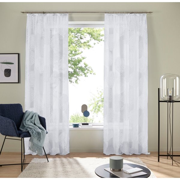 OTTO home Gardine Belem, 1 Stück, Kräuselband, transparent (2 St), Kräuselband, transparent, Voile, 1 bzw. 2 Schals, Vorhang, Fertiggardine, Kreise