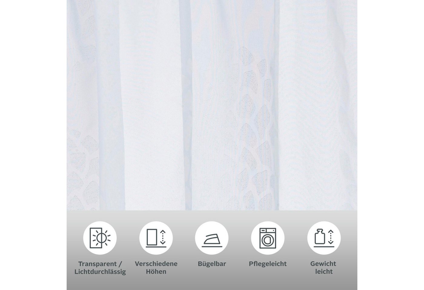 OTTO home Gardine Belem, 1 Stück, Kräuselband, transparent (2 St), Kräuselband, transparent, Voile, 1 bzw. 2 Schals, Vorhang, Fertiggardine, Kreise – Bild 3 von 5