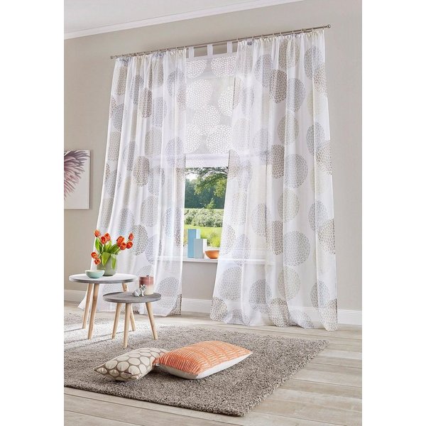 OTTO home Gardine Belem, 1 Stück, Kräuselband, transparent (1 St), Kräuselband, transparent, Voile, 1 bzw. 2 Schals, Vorhang, Fertiggardine, Kreise