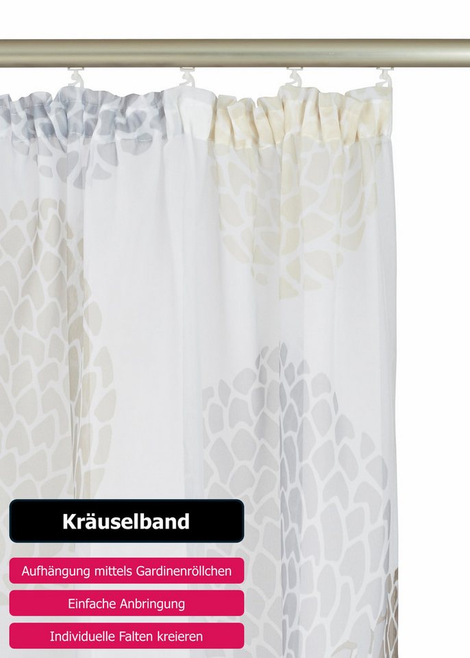 OTTO home Gardine Belem, 1 Stück, Kräuselband, transparent (1 St), Kräuselband, transparent, Voile, 1 bzw. 2 Schals, Vorhang, Fertiggardine, Kreise – Bild 4 von 5