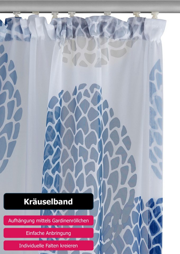 OTTO home Gardine Belem, 1 Stück, Kräuselband, transparent (1 St), Kräuselband, transparent, Voile, 1 bzw. 2 Schals, Vorhang, Fertiggardine, Kreise – Bild 4 von 5