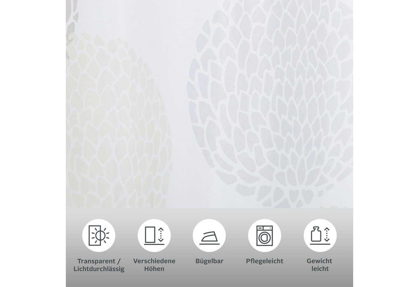 OTTO home Gardine BELEM, 1 Stück, transparent, Kreisemotiv (1 St), Ösen, transparent, Polyester, 1 Schal, Polyester, Kreise – Bild 3 von 5