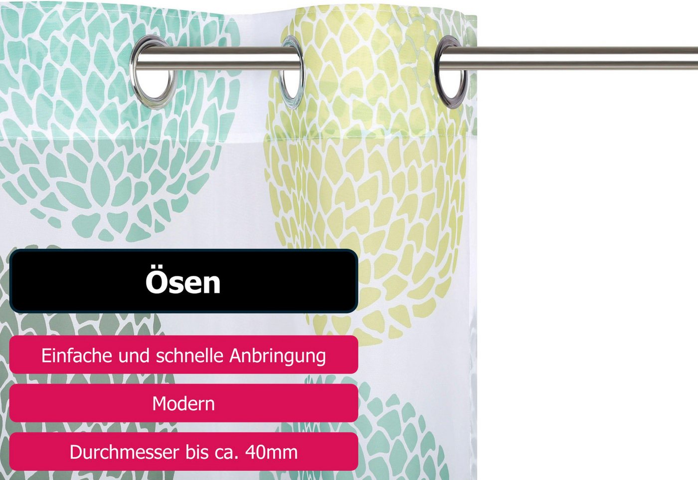 OTTO home Gardine BELEM, 1 Stück, transparent, Kreisemotiv (1 St), Ösen, transparent, Polyester, 1 Schal, Polyester, Kreise – Bild 4 von 5