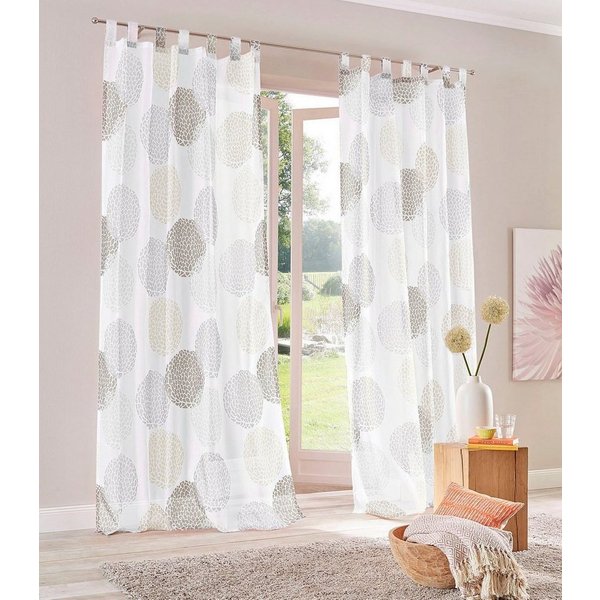 OTTO home Gardine Belem, 1 Stück, Schlaufen, transparent (1 St), Schlaufen, transparent, Voile, 1 oder 2 Schals, Vorhang, Fertiggardine, Kreise