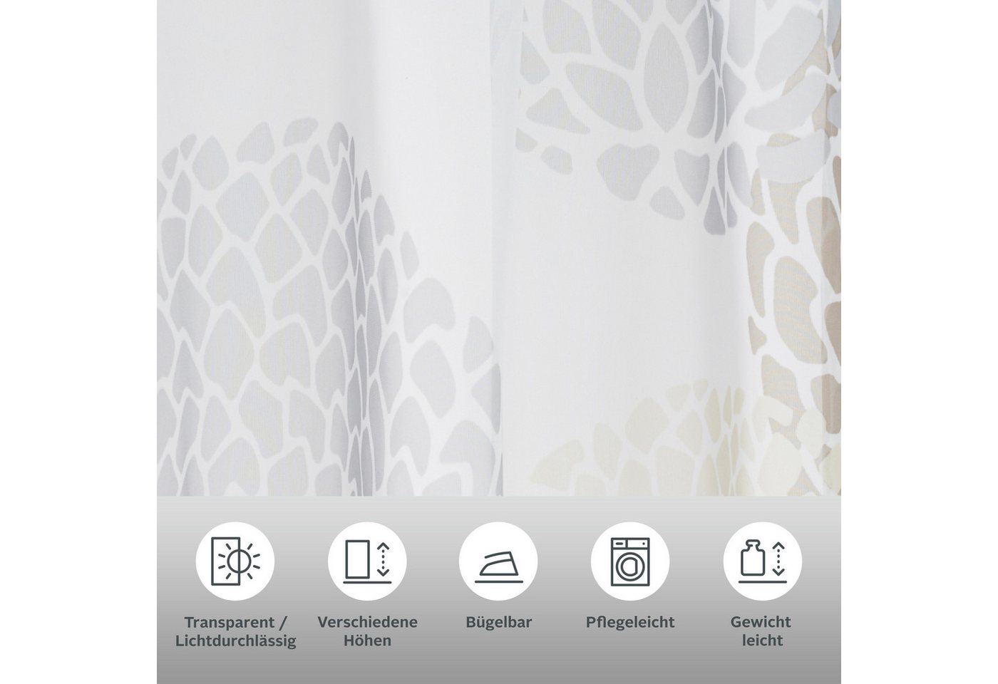 OTTO home Gardine Belem, 1 Stück, Schlaufen, transparent (1 St), Schlaufen, transparent, Voile, 1 oder 2 Schals, Vorhang, Fertiggardine, Kreise – Bild 3 von 5