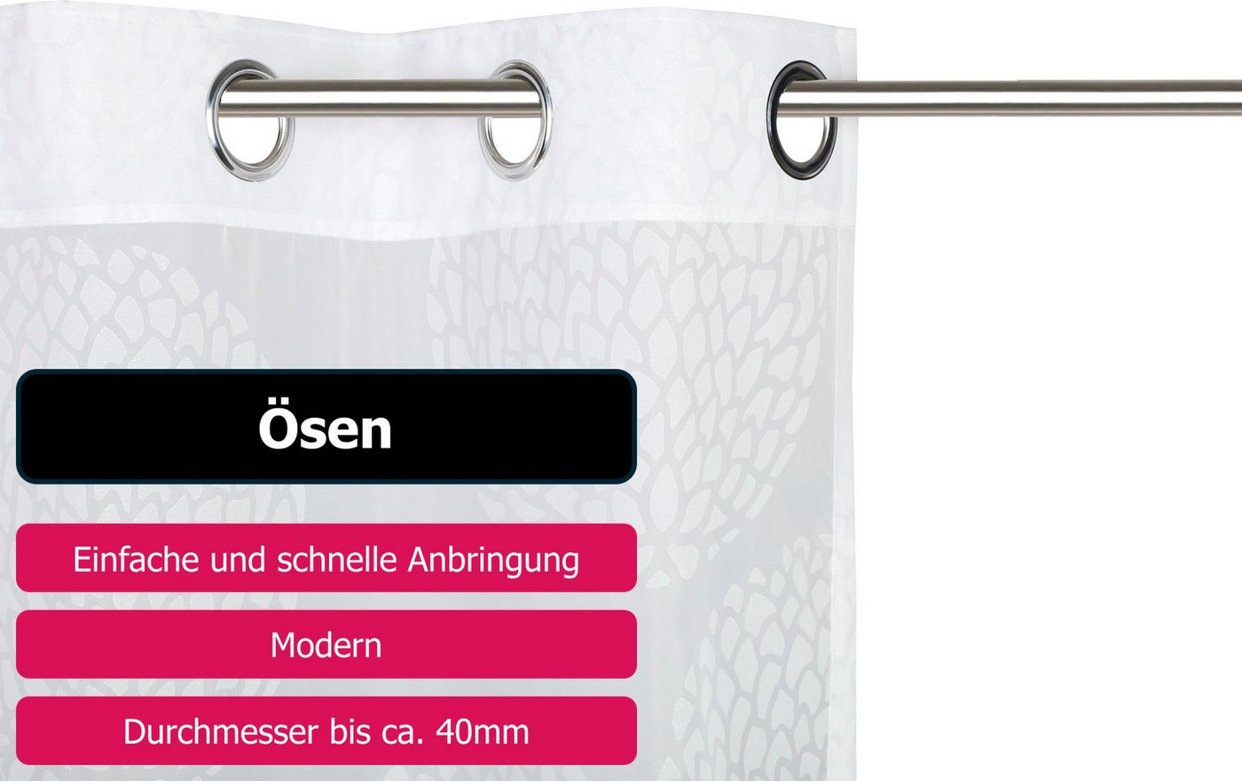 OTTO home Gardine BELEM, 1 Stück, transparent, Kreisemotiv (1 St), Ösen, transparent, Polyester, 1 Schal, Polyester, Kreise – Bild 4 von 5