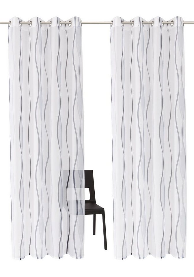 OTTO home Gardine Dimona, 2er- Set, transparent, Wellen (2 St), Ösen, transparent, Voile, 2-er Set, transparent, Voile, Polyester, Wellen – Bild 2 von 5