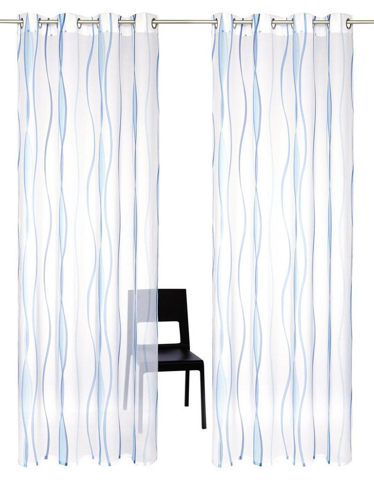 OTTO home Gardine Dimona, 2er- Set, transparent, Wellen (2 St), Ösen, transparent, Voile, 2-er Set, transparent, Voile, Polyester, Wellen – Bild 2 von 5