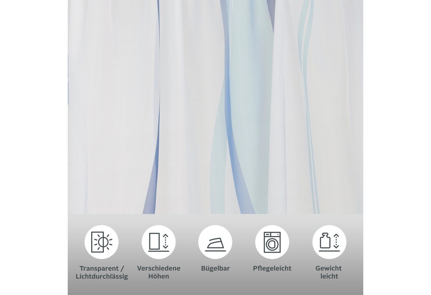 OTTO home Gardine Dimona, 2er- Set, transparent, Wellen (2 St), Ösen, transparent, Voile, 2-er Set, transparent, Voile, Polyester, Wellen – Bild 3 von 5
