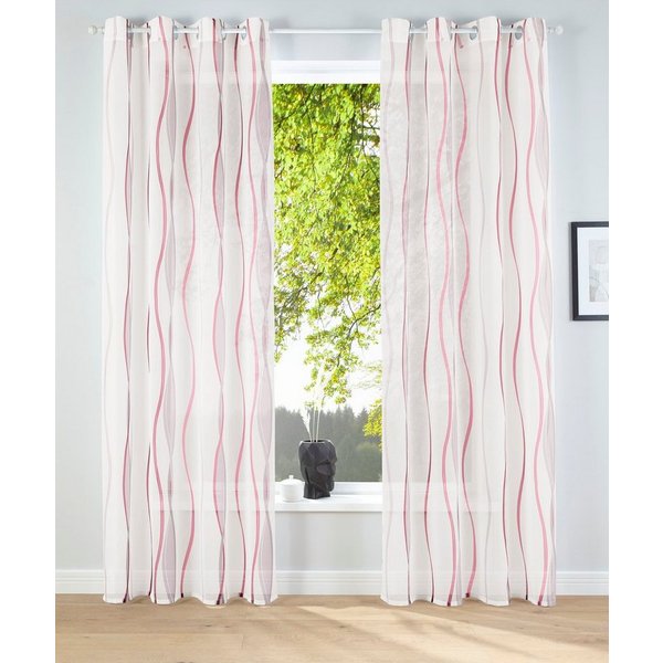 OTTO home Gardine Dimona, 2er- Set, transparent, Wellen (2 St), Ösen, transparent, Voile, 2-er Set, transparent, Voile, Polyester, Wellen
