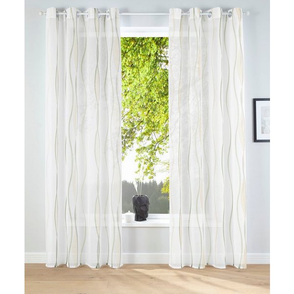 OTTO home Gardine Dimona, 2er- Set, transparent, Wellen (2 St), Ösen, transparent, Voile, 2-er Set, transparent, Voile, Polyester, Wellen