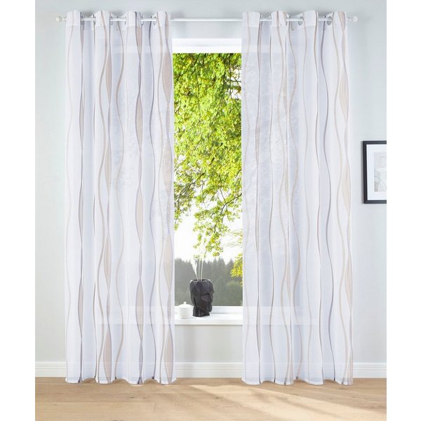 OTTO home Gardine Dimona, 2er- Set, transparent, Wellen (2 St), Ösen, transparent, Voile, 2-er Set, transparent, Voile, Polyester, Wellen