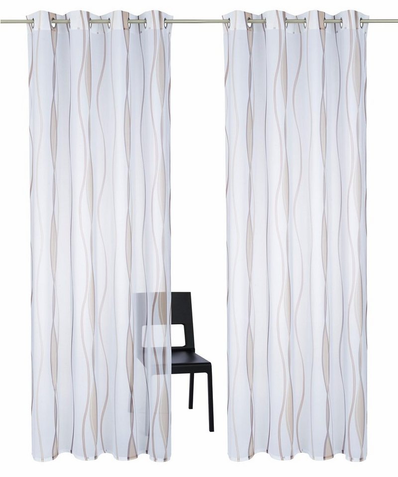 OTTO home Gardine Dimona, 2er- Set, transparent, Wellen (2 St), Ösen, transparent, Voile, 2-er Set, transparent, Voile, Polyester, Wellen – Bild 2 von 5