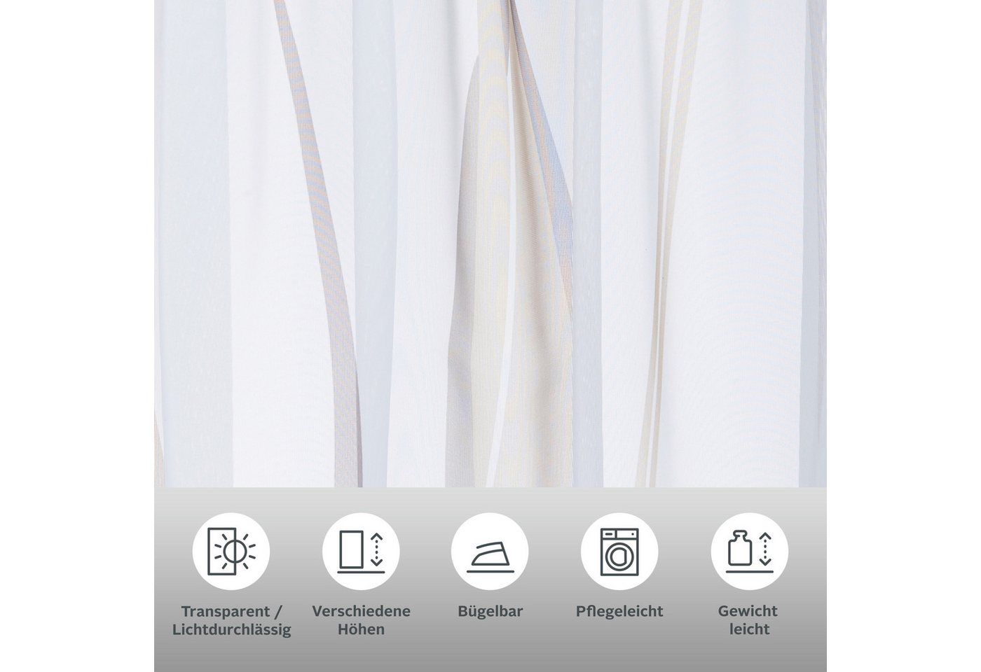 OTTO home Gardine Dimona, 2er- Set, transparent, Wellen (2 St), Ösen, transparent, Voile, 2-er Set, transparent, Voile, Polyester, Wellen – Bild 3 von 5