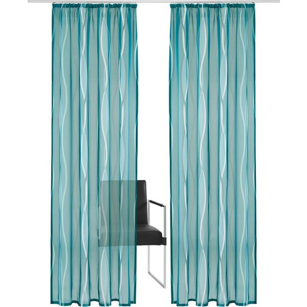 OTTO home Gardine Dimona, 2er-Set, transparent, Kräuselband, Wellenmotiv (2 St), Kräuselband, transparent, Voile, 2er-Set, transparent, Voile, Polyester