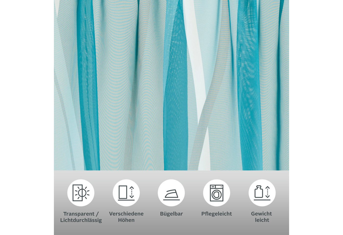OTTO home Gardine Dimona, 2er-Set, transparent, Kräuselband, Wellenmotiv (2 St), Kräuselband, transparent, Voile, 2er-Set, transparent, Voile, Polyester – Bild 2 von 5