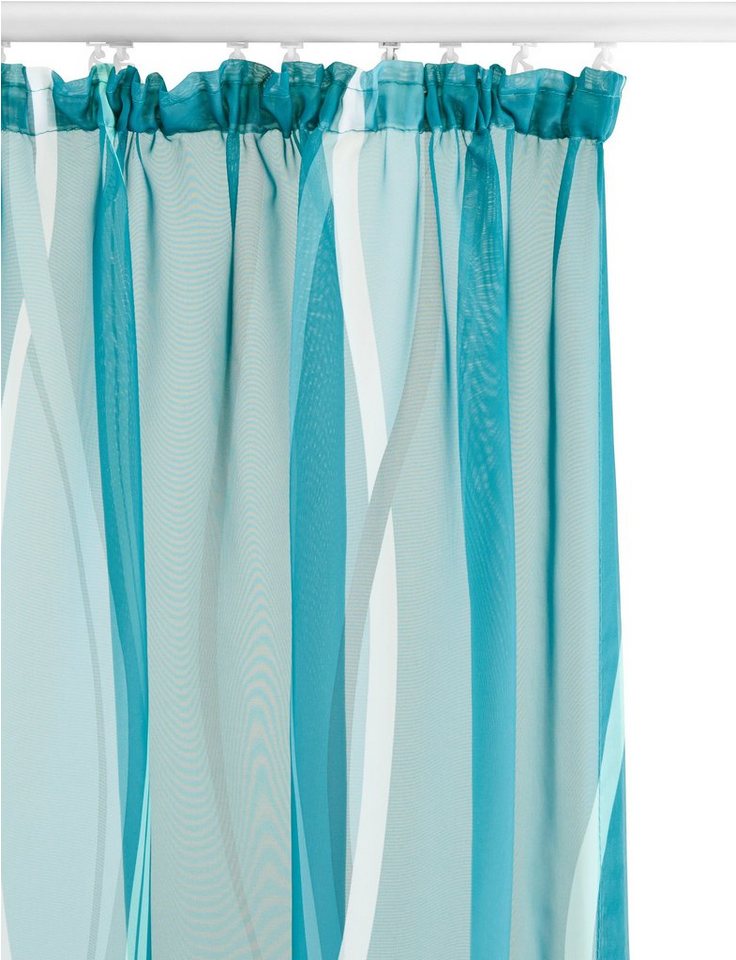 OTTO home Gardine Dimona, 2er-Set, transparent, Kräuselband, Wellenmotiv (2 St), Kräuselband, transparent, Voile, 2er-Set, transparent, Voile, Polyester – Bild 3 von 5