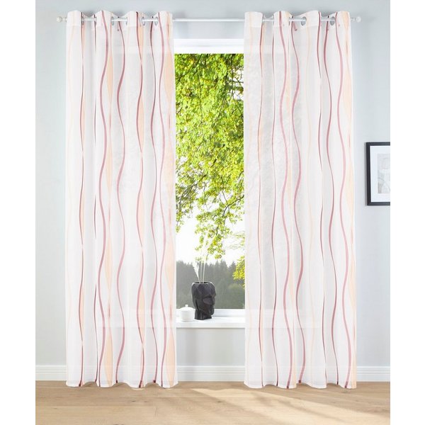 OTTO home Gardine Dimona, 2er- Set, transparent, Wellen (2 St), Ösen, transparent, Voile, 2-er Set, transparent, Voile, Polyester, Wellen