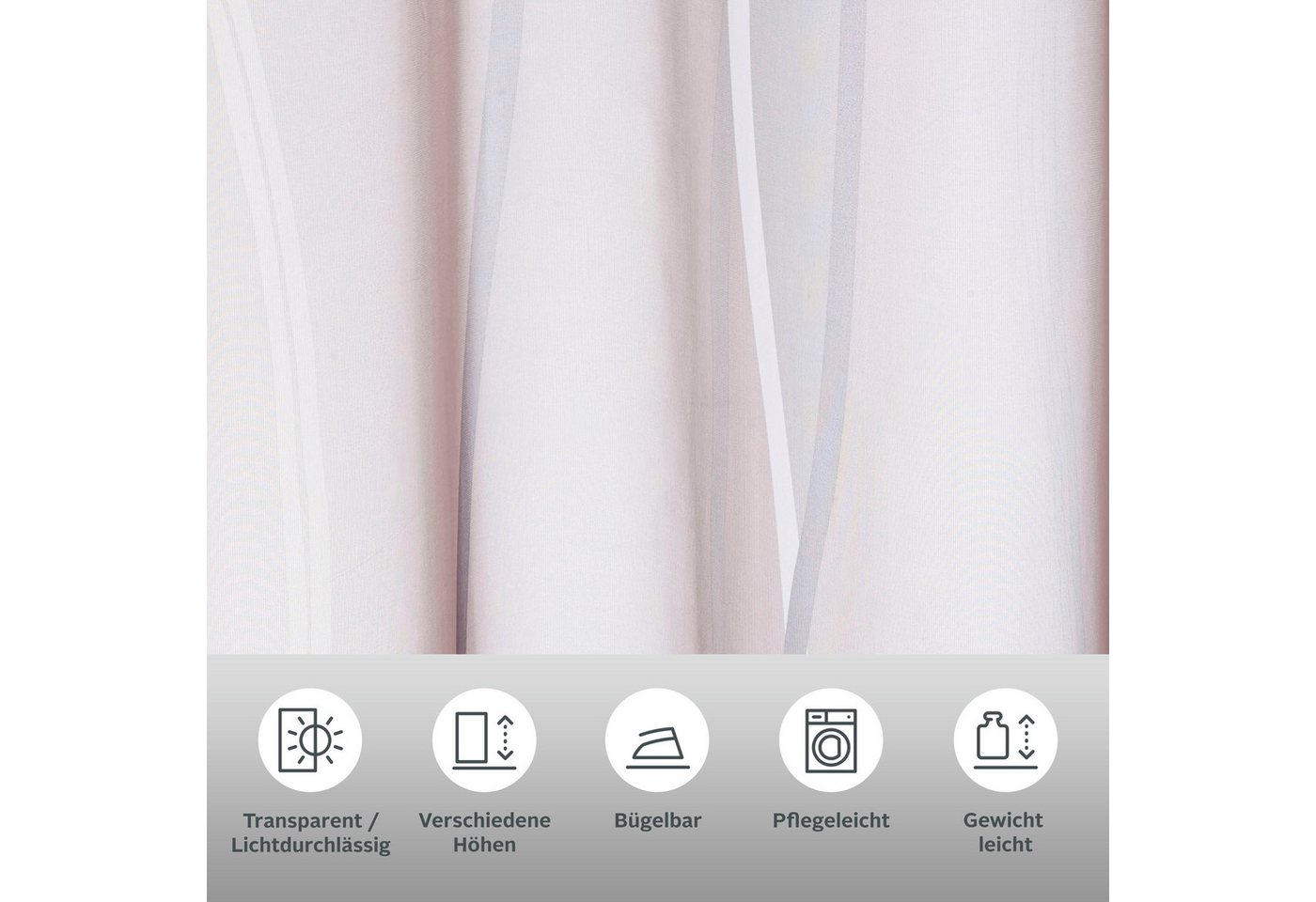 OTTO home Gardine Dimona (2 St), Schlaufen, transparent, Voile, 2er-Set, Voile, Polyester, Wellen – Bild 2 von 5