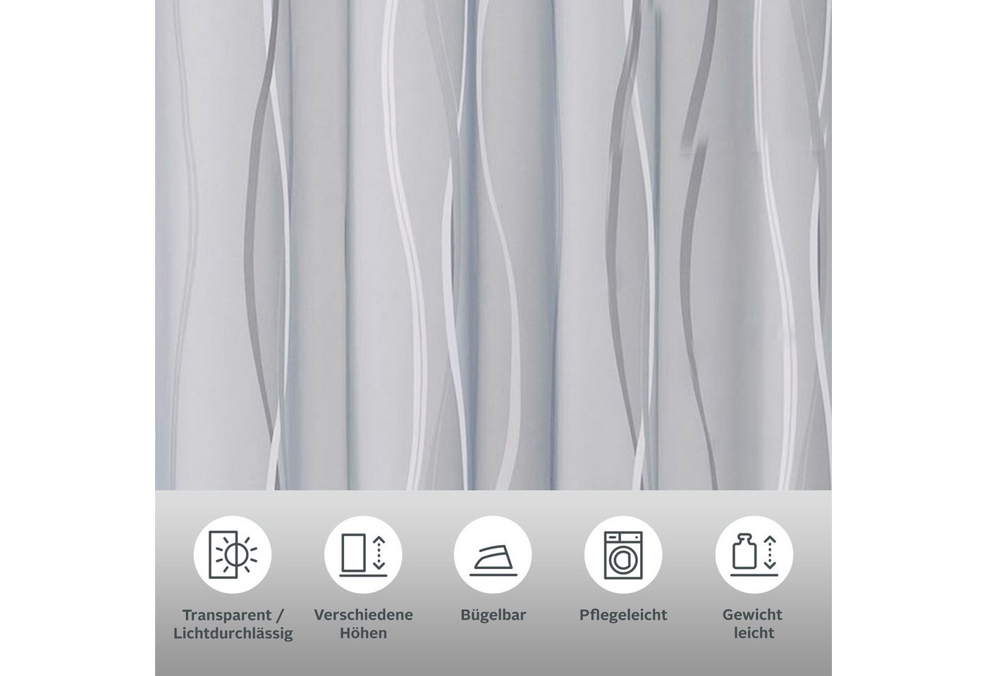 OTTO home Gardine Dimona, Ösen, transparent, 2er-Set (2 St), Ösen, transparent, Voile, 2er-Set, transparent, Voile, Polyester – Bild 2 von 5