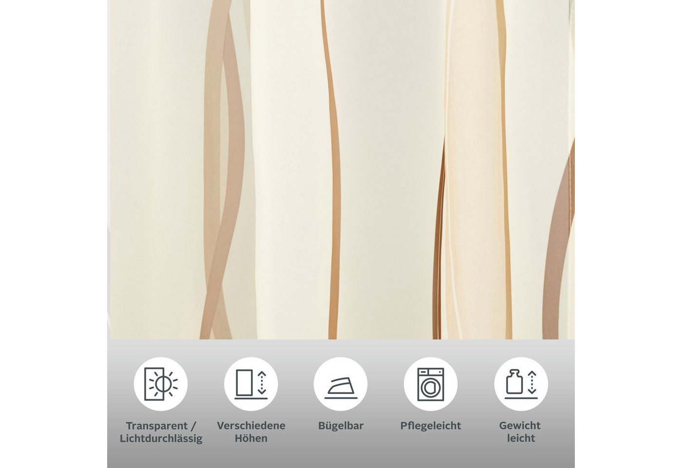 OTTO home Gardine DIMONA, 2er-Set, Schlaufen, transparent, Wellen (2 St), Schlaufen, transparent, Voile, 2-er Set, Voile, Polyester, Wellen – Bild 2 von 5