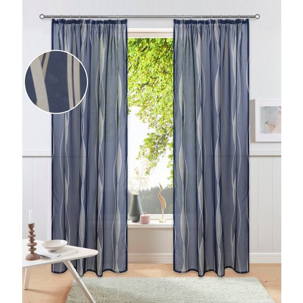 OTTO home Gardine Dimona, 2er-Set, transparent, Kräuselband, Wellenmotiv (2 St), Kräuselband, transparent, Voile, 2er-Set, transparent, Voile, Polyester