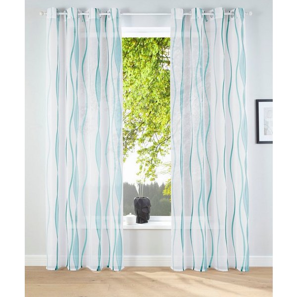 OTTO home Gardine Dimona, 2er- Set, transparent, Wellen (2 St), Ösen, transparent, Voile, 2-er Set, transparent, Voile, Polyester, Wellen