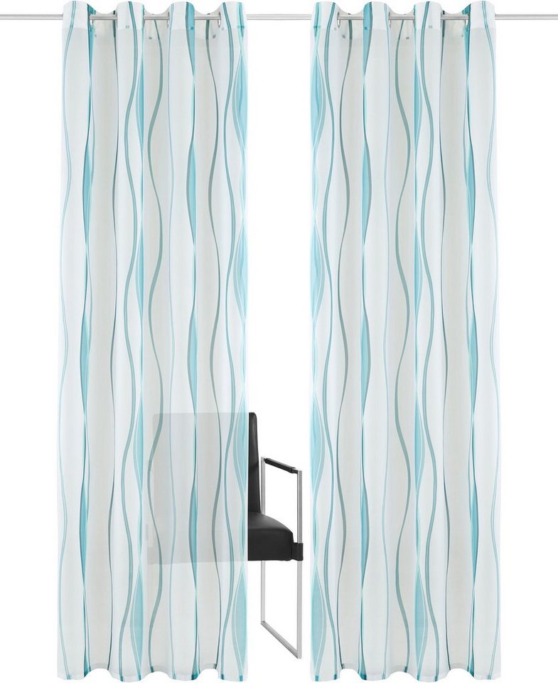 OTTO home Gardine Dimona, 2er- Set, transparent, Wellen (2 St), Ösen, transparent, Voile, 2-er Set, transparent, Voile, Polyester, Wellen – Bild 2 von 5