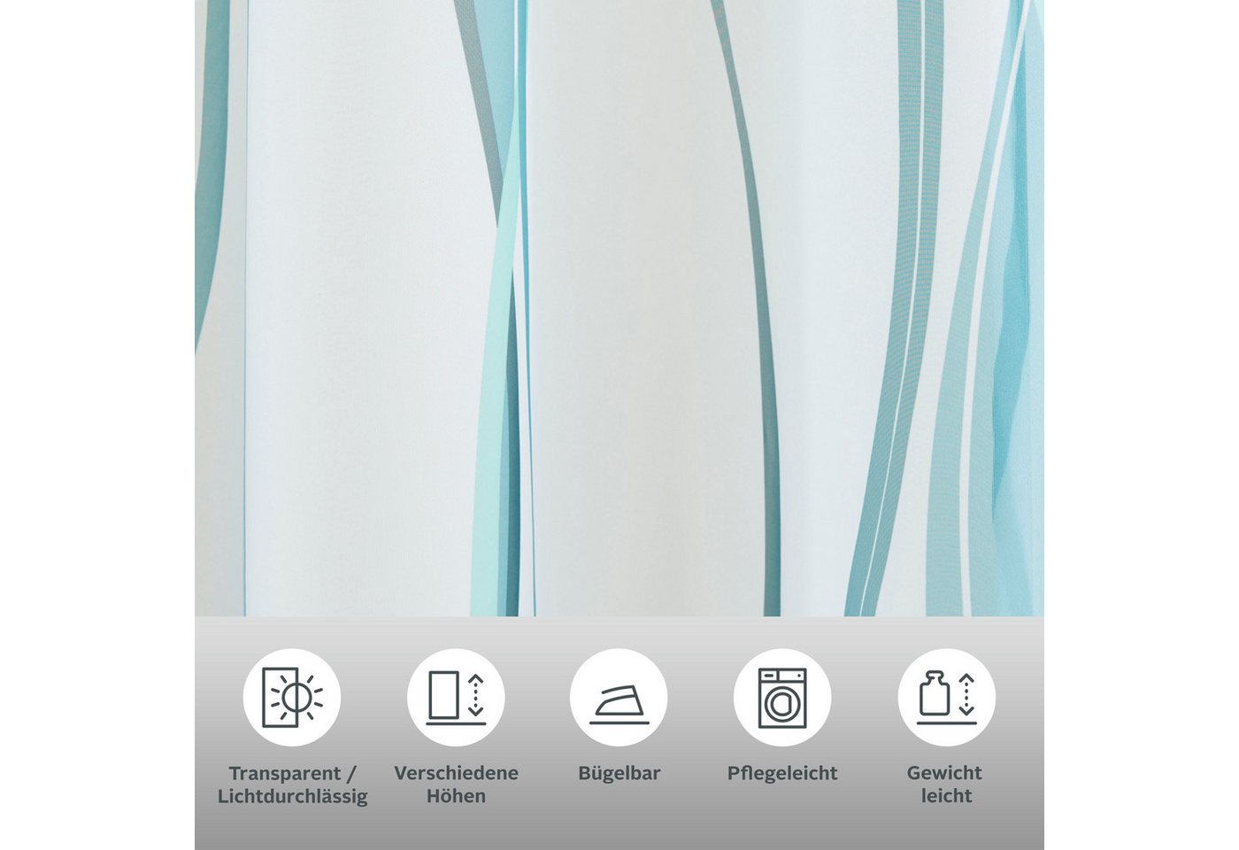 OTTO home Gardine Dimona, 2er- Set, transparent, Wellen (2 St), Ösen, transparent, Voile, 2-er Set, transparent, Voile, Polyester, Wellen – Bild 3 von 5