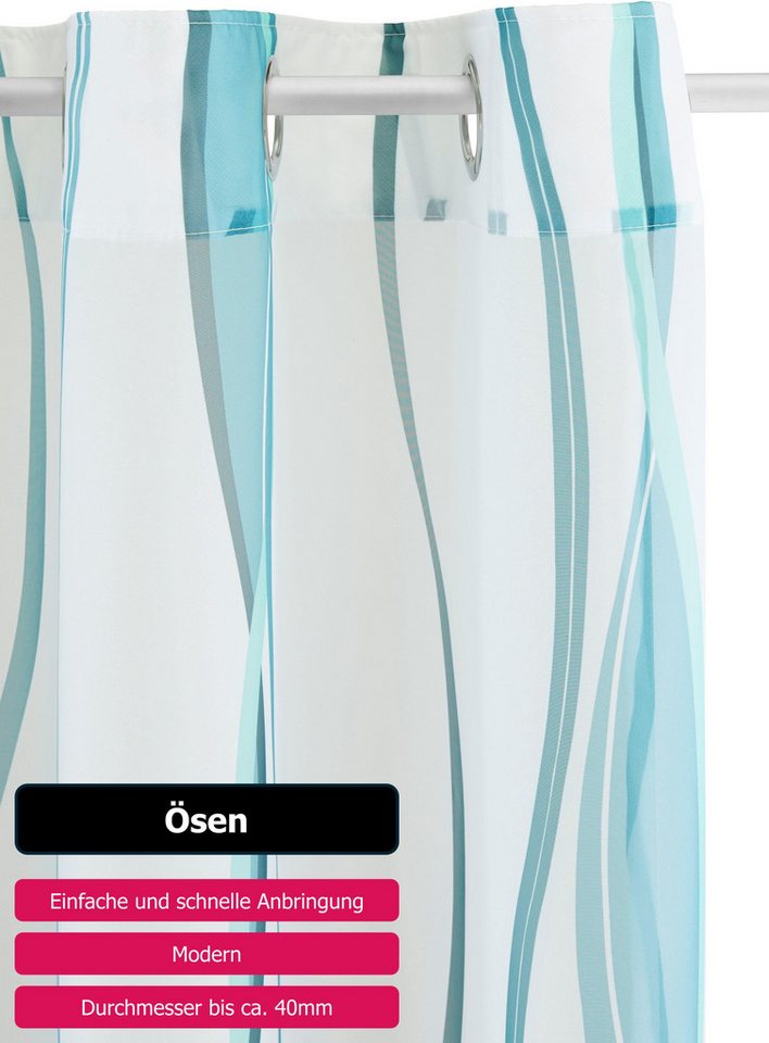 OTTO home Gardine Dimona, 2er- Set, transparent, Wellen (2 St), Ösen, transparent, Voile, 2-er Set, transparent, Voile, Polyester, Wellen – Bild 4 von 5