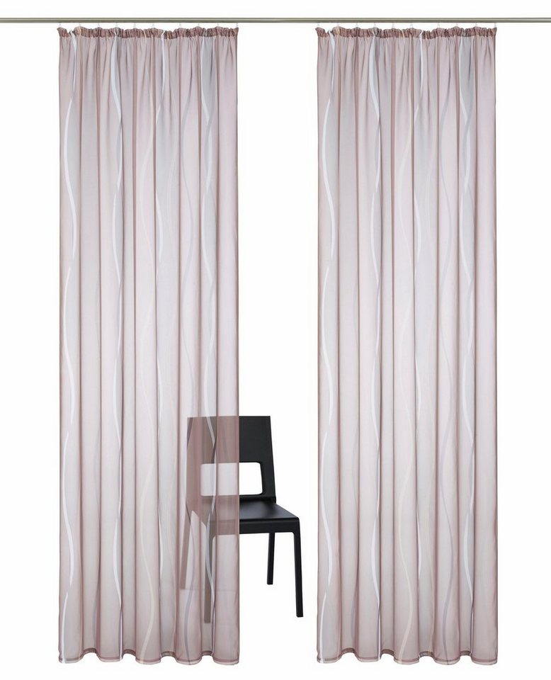 OTTO home Gardine Dimona, 2er-Set, transparent, Kräuselband, Wellenmotiv (2 St), Kräuselband, transparent, Voile, 2er-Set, transparent, Voile, Polyester – Bild 2 von 5