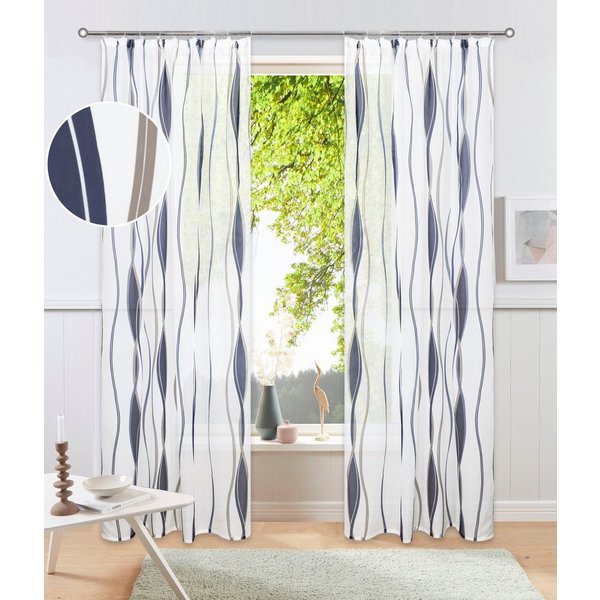 OTTO home Gardine Dimona, 2er-Set, Kräuselband, transparent, Wellenmotiv (2 St), Kräuselband, transparent, Voile, 2er-Set, Bestseller, Polyester, Wellen