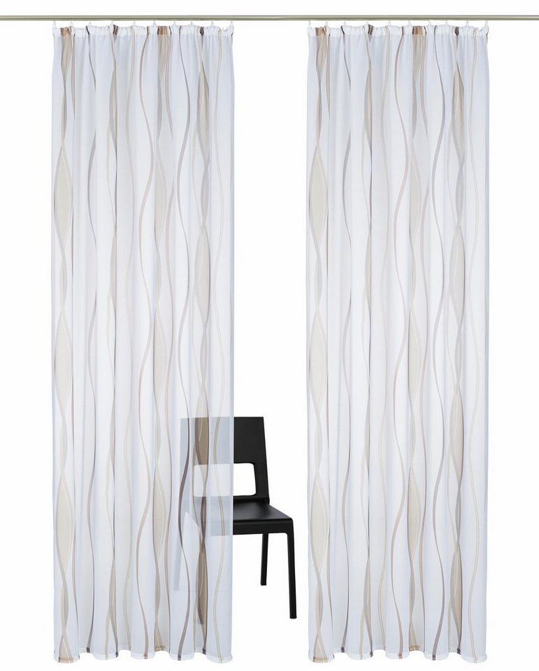 OTTO home Gardine Dimona, 2er-Set, Kräuselband, transparent, Wellenmotiv (2 St), Kräuselband, transparent, Voile, 2er-Set, Bestseller, Polyester, Wellen – Bild 2 von 5