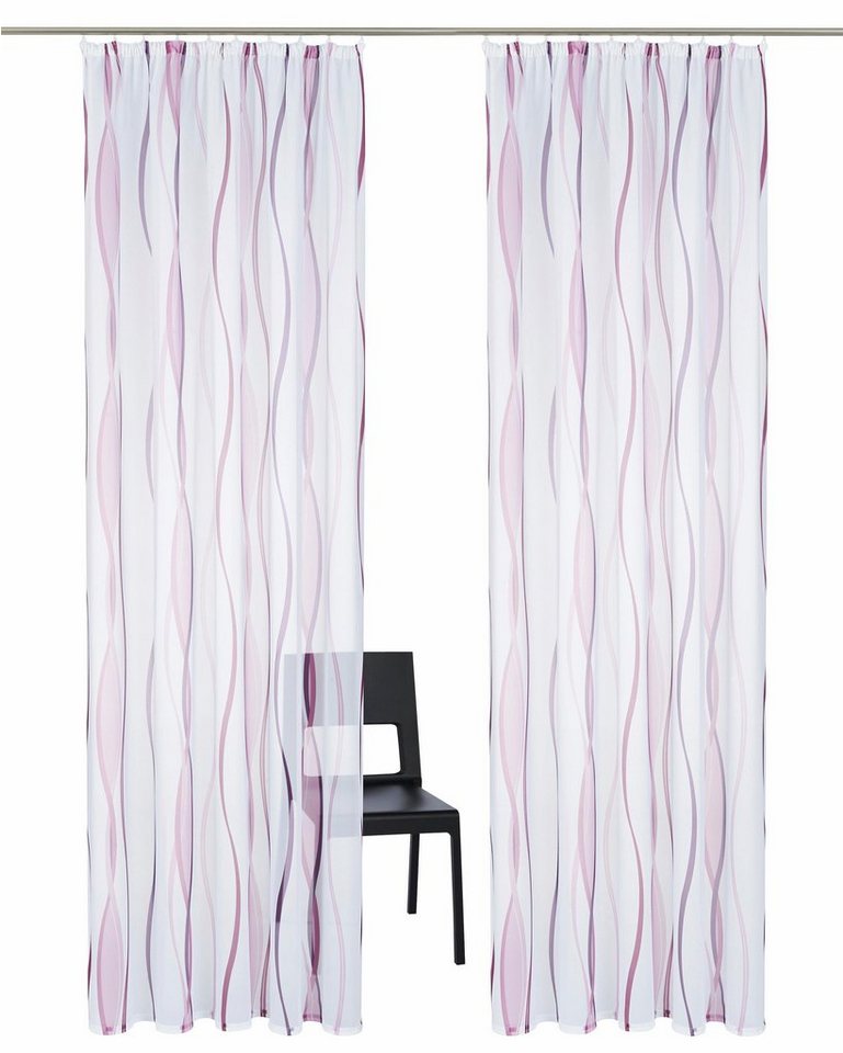 OTTO home Gardine Dimona, 2er-Set, Kräuselband, transparent, Wellenmotiv (2 St), Kräuselband, transparent, Voile, 2er-Set, Bestseller, Polyester, Wellen – Bild 2 von 5