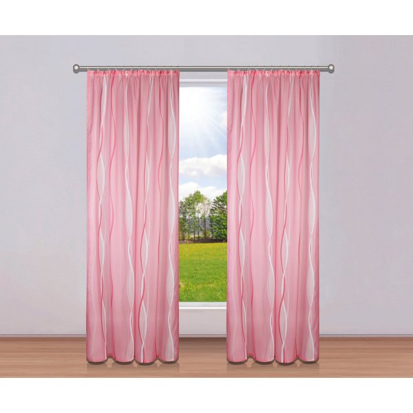 OTTO home Gardine Dimona, 2er-Set, transparent, Kräuselband, Wellenmotiv (2 St), Kräuselband, transparent, Voile, 2er-Set, transparent, Voile, Polyester
